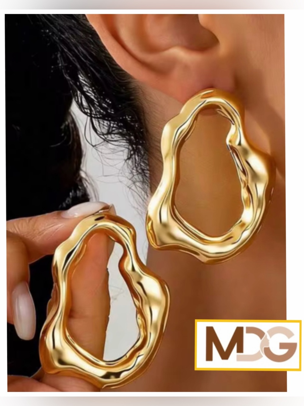 NWT, MDG Liquid Form Gold Statement Earrings